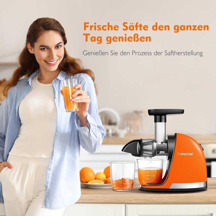 соковижималка AMZCHEF ZM5003, нержавіюча сталь, помаранч