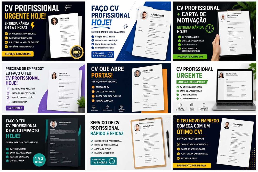 Faço CV Profissional + Candidaturas urgentes hoje