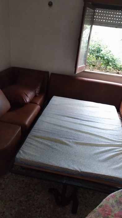 Sofá  Cama com Canto com Almofadas Removíveis