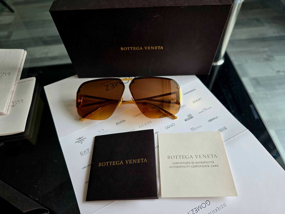 Bottega Veneta BV1065S 002 Złote Okulary Przeciwsłoneczne Jak Nowe