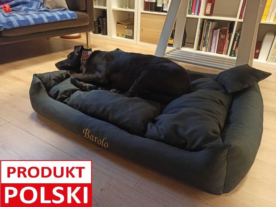 Wygodne legowisko kanapa dla psa z haftem + GRATIS poduszka