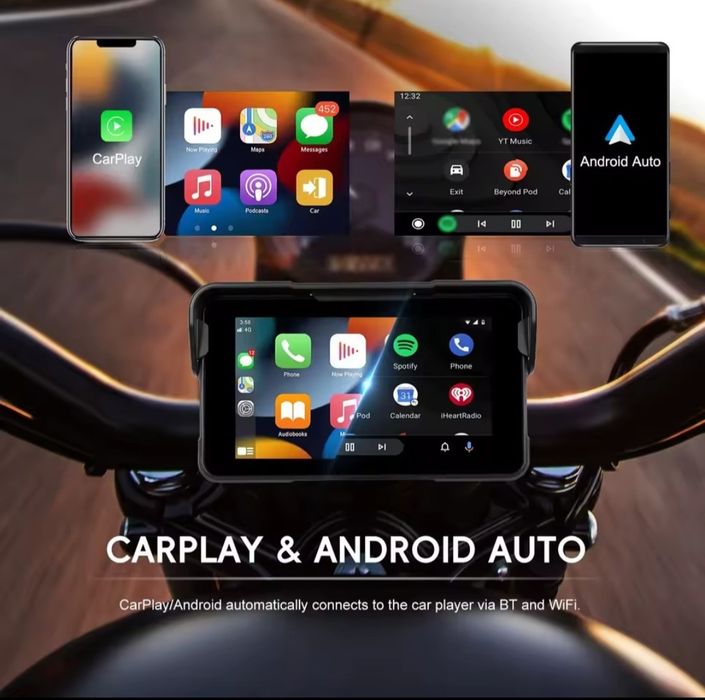 5-calowy Przenośny Cyfrowy Motocyklowy Panel GPS Nawigacja Motocyklowa Ekran Wyświetlacz Bezprzewodowy CarPlay Moto Android Auto