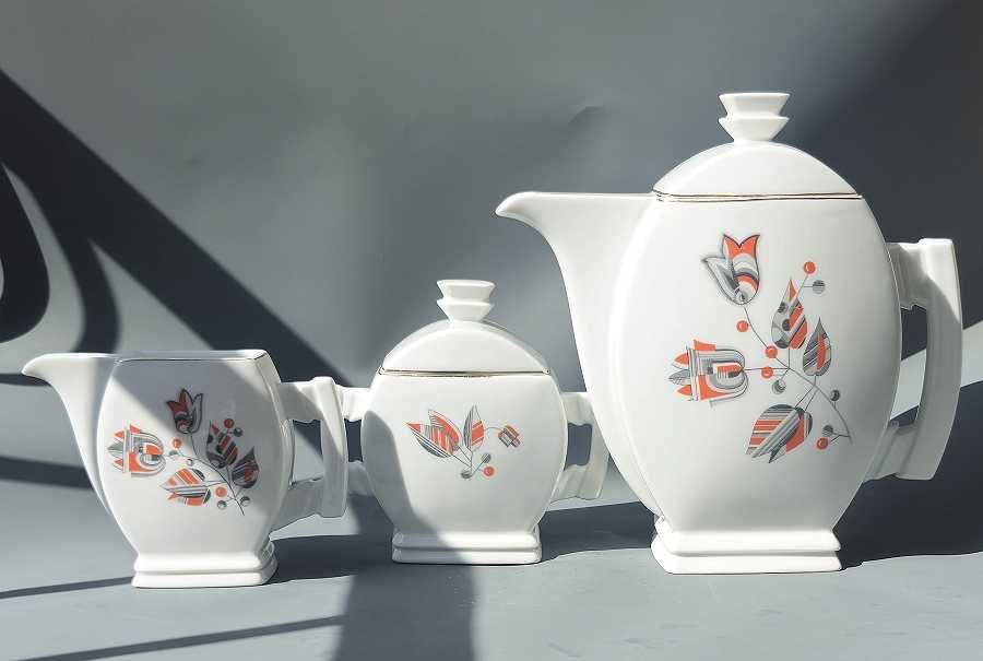 Ćmielów Płaski 771 serwis do mokki  art-deco