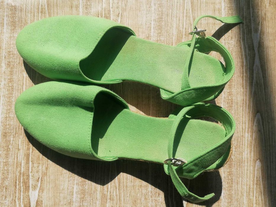 Sandały espadryle na koturnie zielone r.41