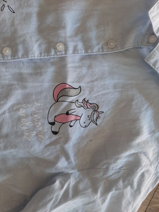 Zestaw paka koszula bluzka elegancka dziewczęca jednorożec 140/146