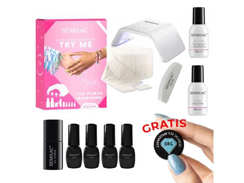 Zestaw do Paznokci SEMILAC TRY ME dla początkujących Akcesoria +GRATIS