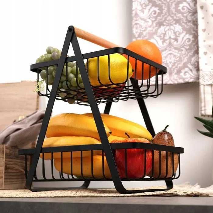 KOSZ NA OWOCE Piętrowy 2-Poziomowy Koszyk Metalowy Loft Organizer