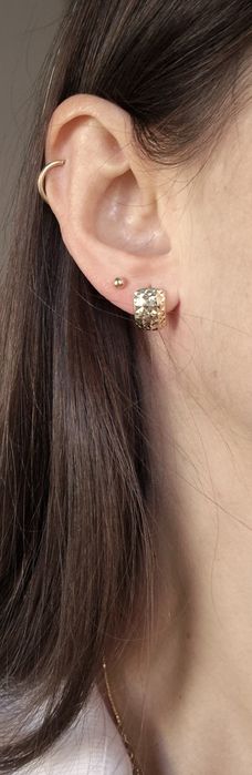 Złote kolczyki wiszące diamentowane szlifowane blaszki p. 585