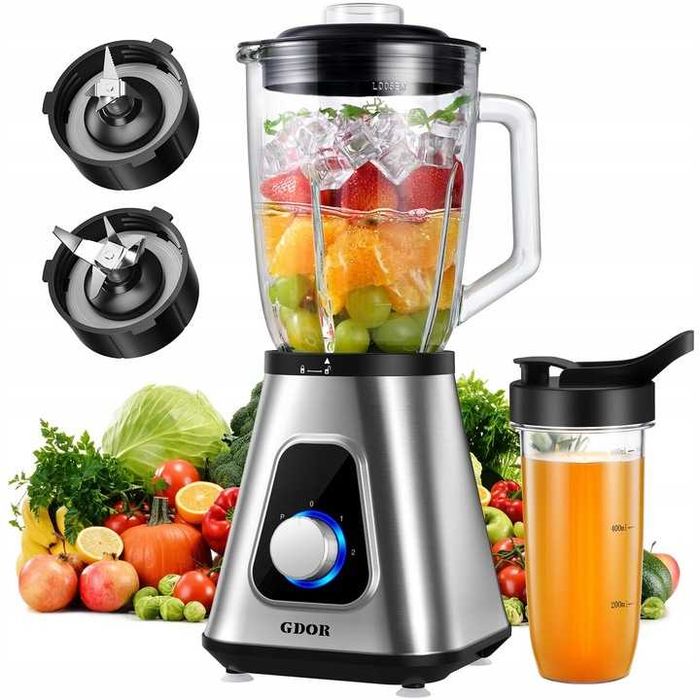 GDOR Blender 1200W Mikser Stojący 15L Kielich 650ml Kubek Podróżny