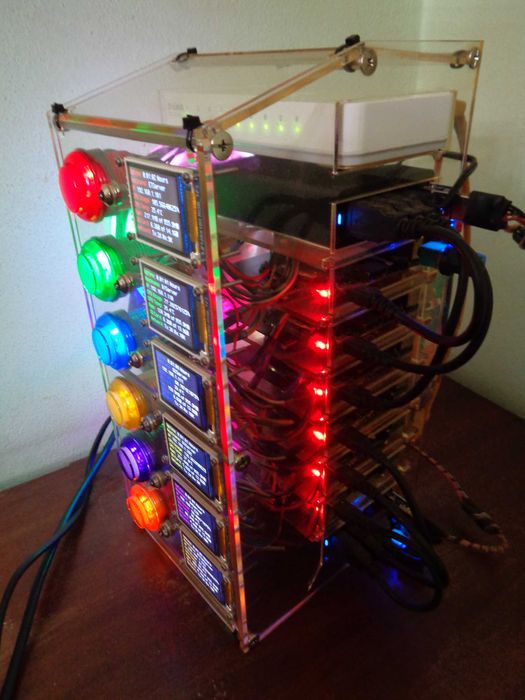 [Usado] Cluster custom-made com 6 placas Raspberry Pi 3B