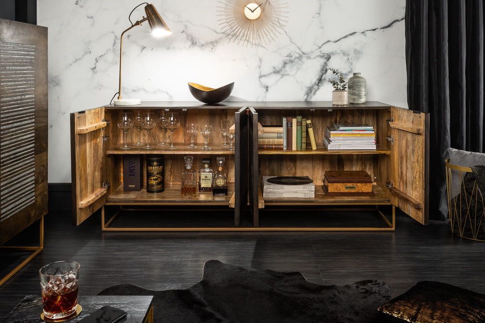 Komoda ONYX 177 cm z drewna mango kamień agat