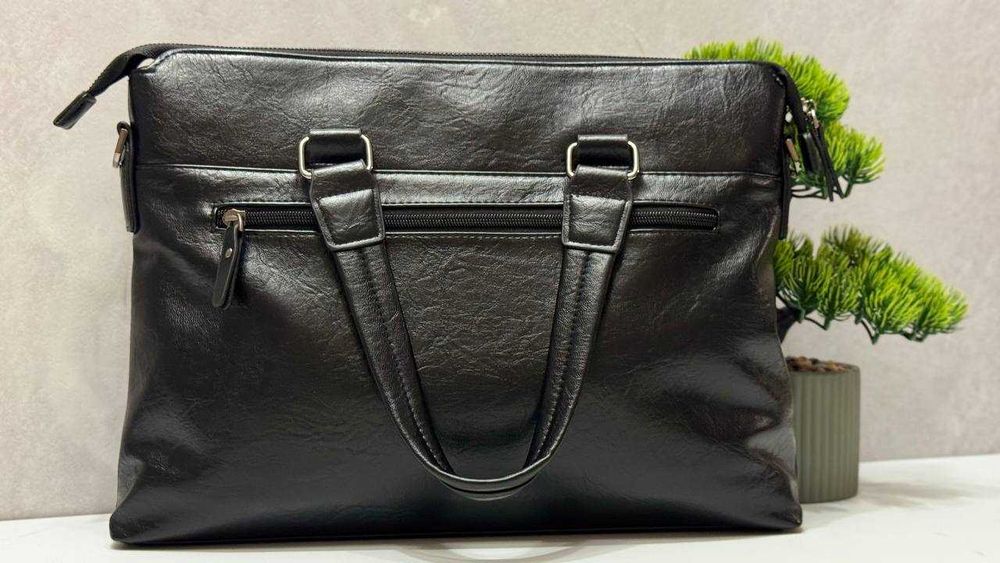 Чоловіча сумка (Чорна) для ноутбука документів. + Гаманець у ПОДАРУНОК