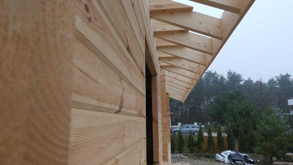 Domek drewniany letniskowy, całoroczny, 35 m2 ściana ,grubość  44mm