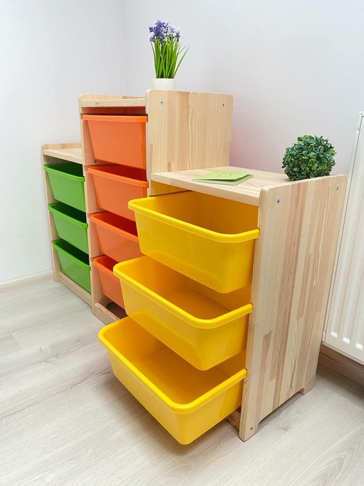 Комод для іграшок з контейнерами,  дерев'яний як ікеа