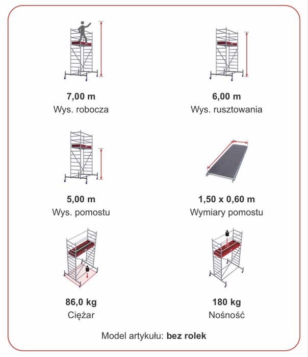 Wynajem Rusztowanie Krause ClimTec  do 7 m, alu, składane, kółka, wypożycz