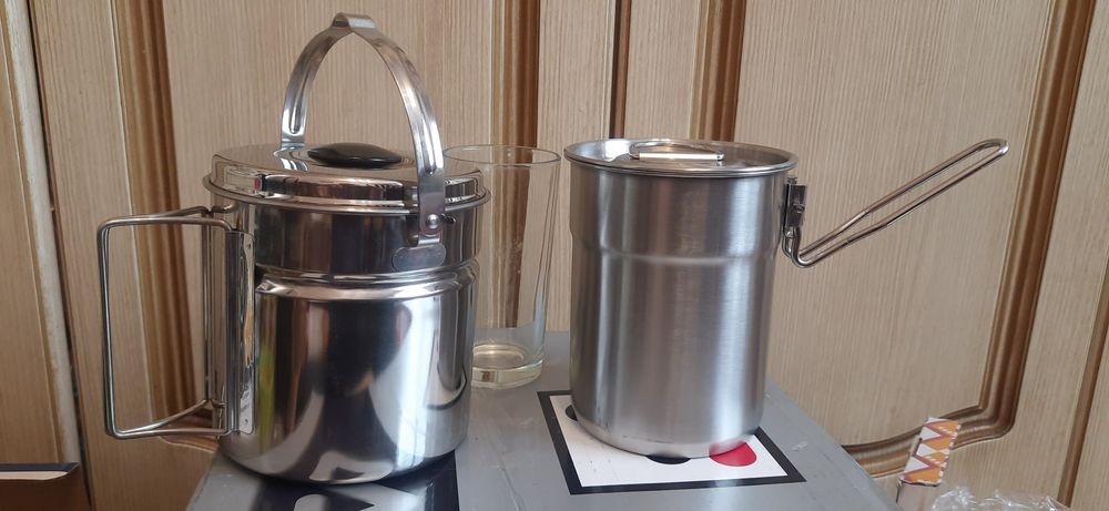 Посуда для похода нержавейка 500мл, 1л, 1.5л, котелок казанок с ручкой