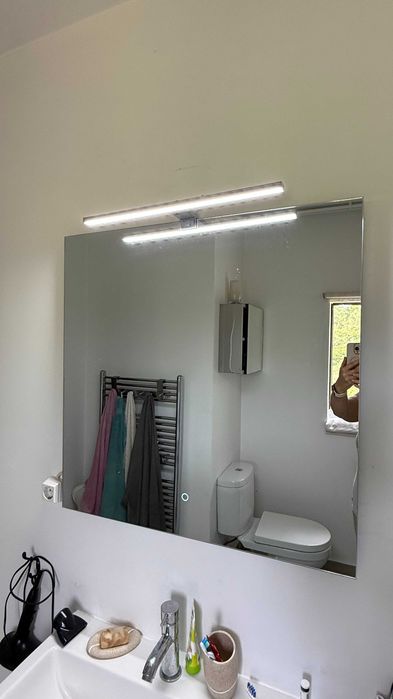 Espelho de casa de banho 80x80 cm com iluminação LED e touch