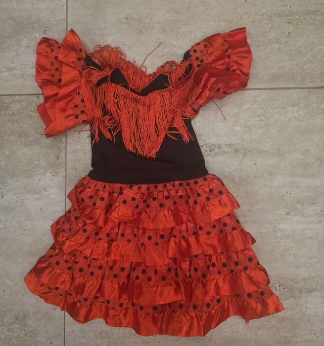 Sukienka 80 86 flamenco hiszpanka czerwona strój kostium przebranie karnawał andrzejki