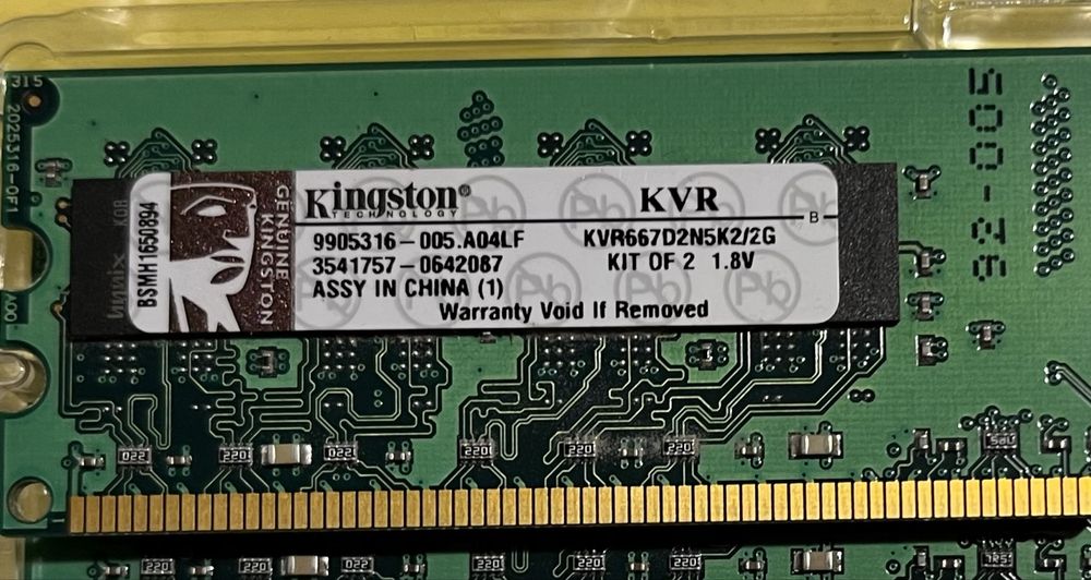 Kingston KVR 2x 1GB = 2GB DDR2 667MHz Dual Channel Kit PC2-5300
