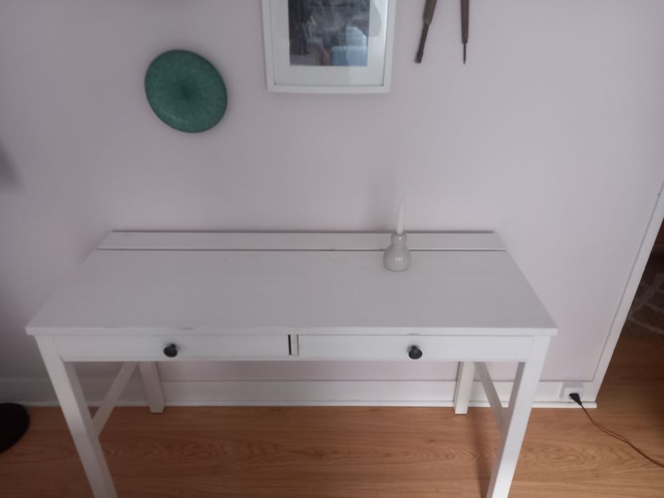 Secretaria com 2 gavetas madeira velatura branco