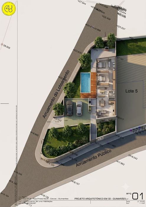 Terreno c/projeto em  Guimarães com  310 m2