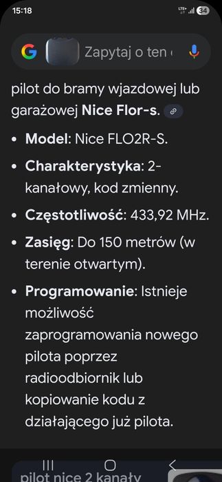 Pilot zdalnego sterowania Nice Flor-s