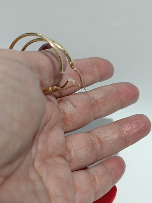 Złote kolczyki koła młotkowane średnica 2,8cm, złoto próby 585