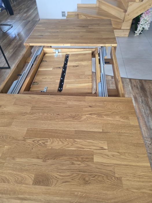 Nowy dębowy stół rozkładany 120–170 × 80 cm – lity dąb, okazja