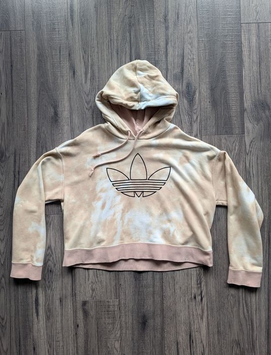 Adidas bluza z kapturem krótka tie dye