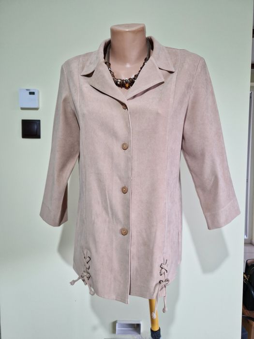 Bluzka koszulowa ciemny beż wiązana sznureczkami