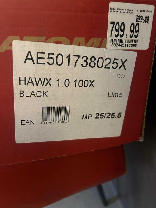 OKAZJA!! Buty narciarskie ATOMIC HAWX 1.0 100X black lime - STAN BDB!