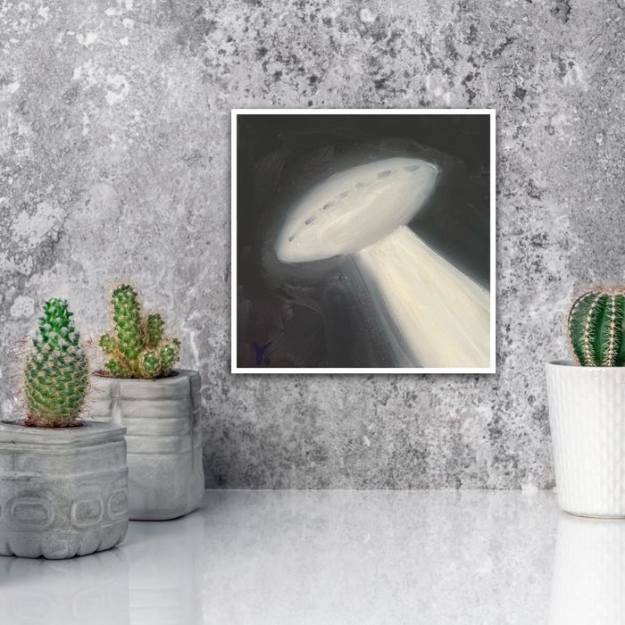 Картина на полотні «НЛО», 20 х 20 см, інтерʼєр,декор,сканді.