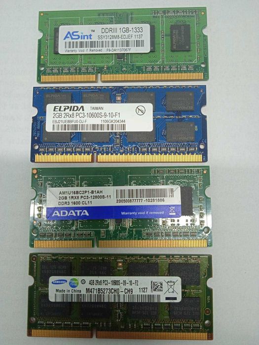 Оперативна пам'ять DDR3 ноутбука на 1GB, 2GB, 4GB, живлення 1,5V