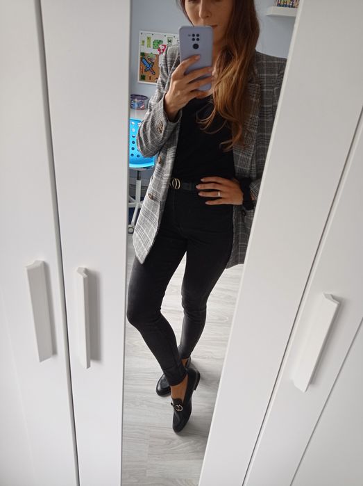 Marynarka w kratę H&M r. XS 34 szara
