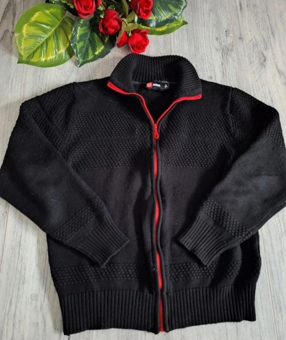 Meski czarny zimowy sweter gruby rozpinany xl