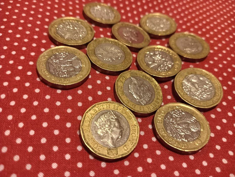 12 moedas Inglesas de 1£ (Libra)