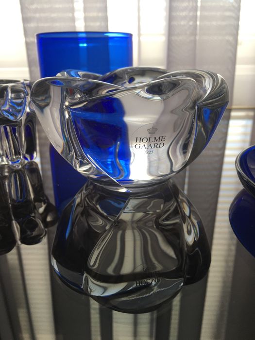 Хрустальные подсвечники. Кобальтово синие