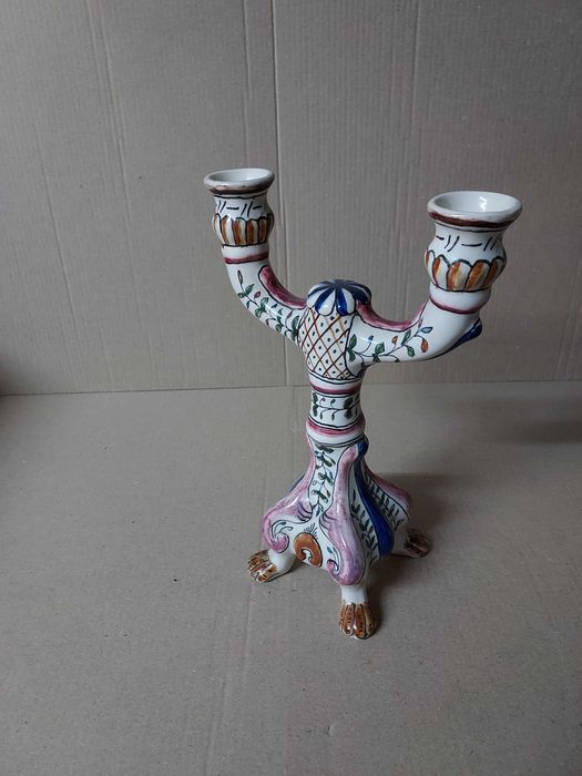 Castiçal Pintado à Mão – Suporte para 2 Velas
