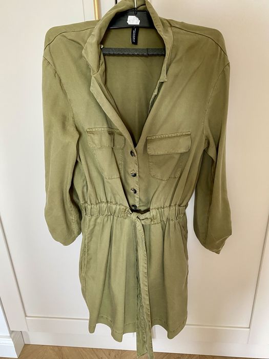 Zara sukienka Khaki xs z paskiem