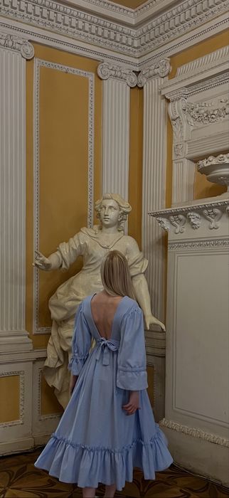 Сукня з натурального льону міді