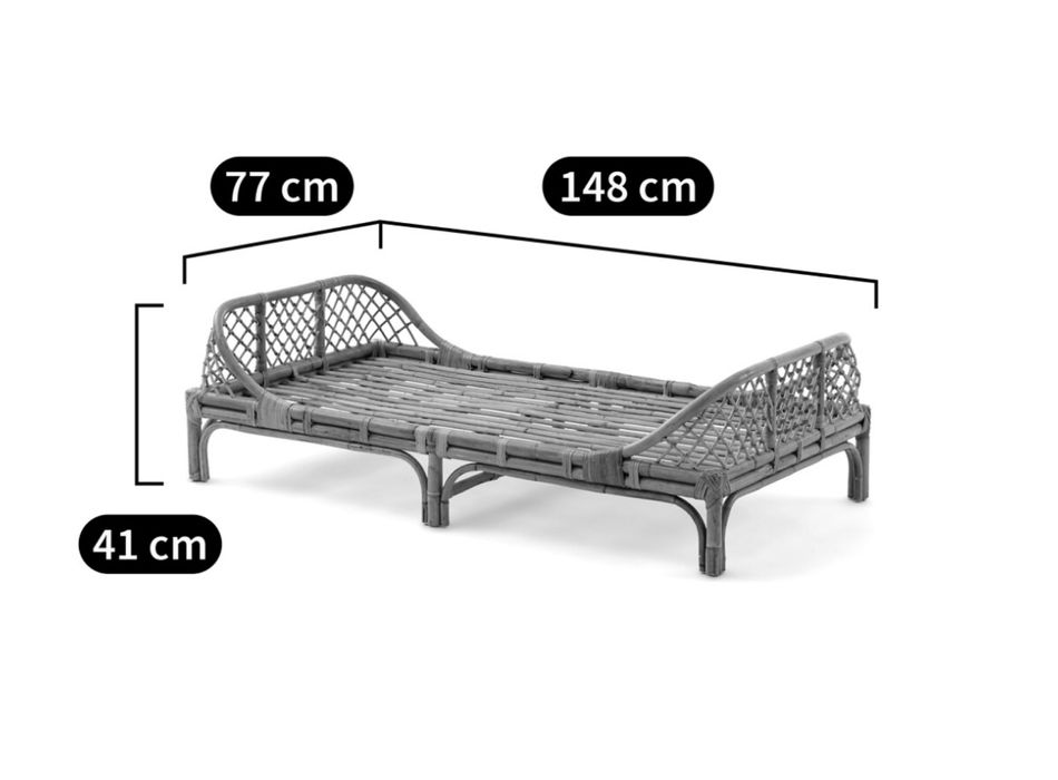 Cama com Colchão,  rattan com estrado, Katsuki rotim natural