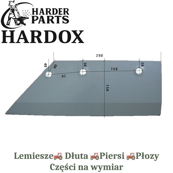 Lemiesz Steeno HARDOX 2406.4503/L części do pługa 2X lepsze niż Borowe
