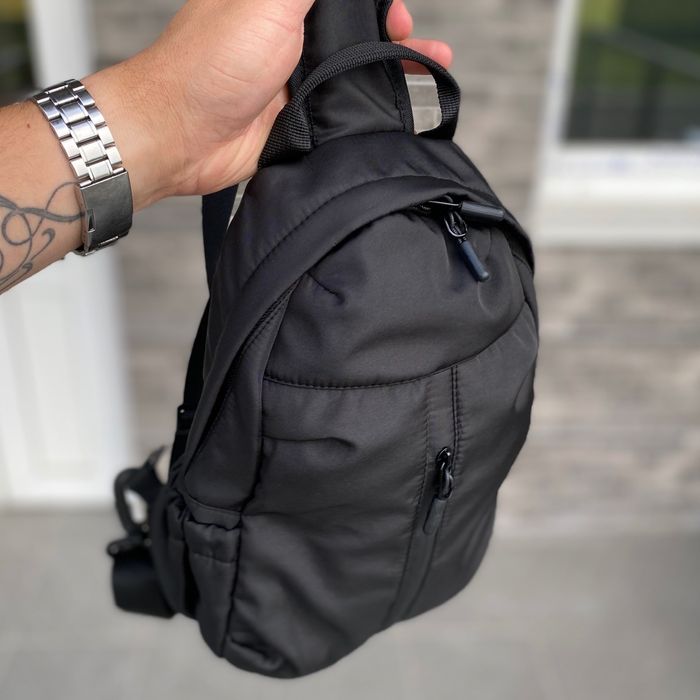 Сумка нагрудна через плече слінг чоловіча чорна Soft Shell