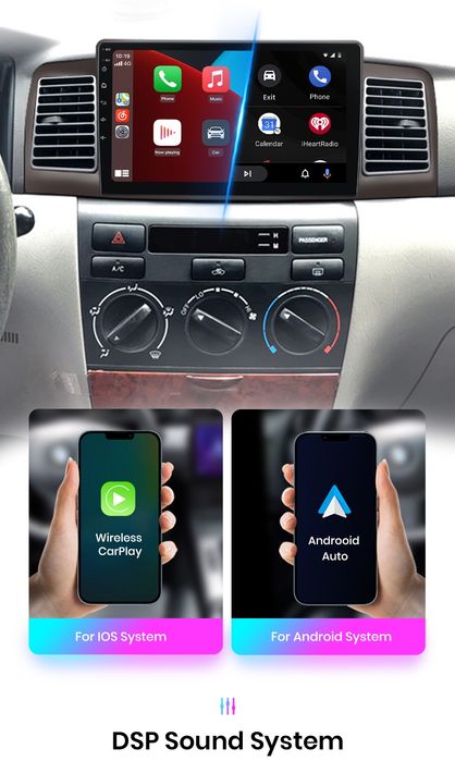 Rádio Android 9" Toyota Corolla E120 E130 Carplay GPS wifi 32GB NOVO