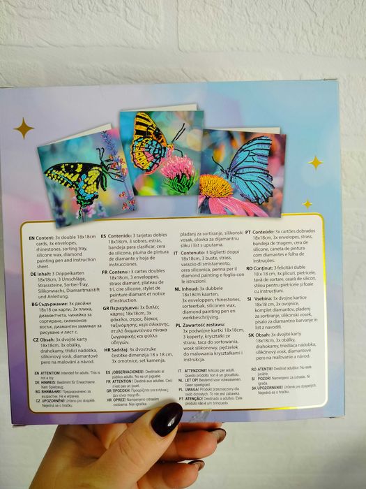 Diamentowe obrazki 3szt motyle motylki Avec 18x18cm