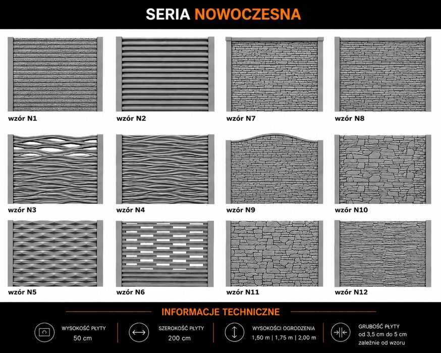 Ogrodzenie palisadowe, betonowe, nowoczesne Transport HDS