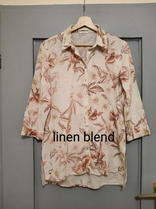 Koszula linen blend z lnem wiskoza w kwiaty Reserved
