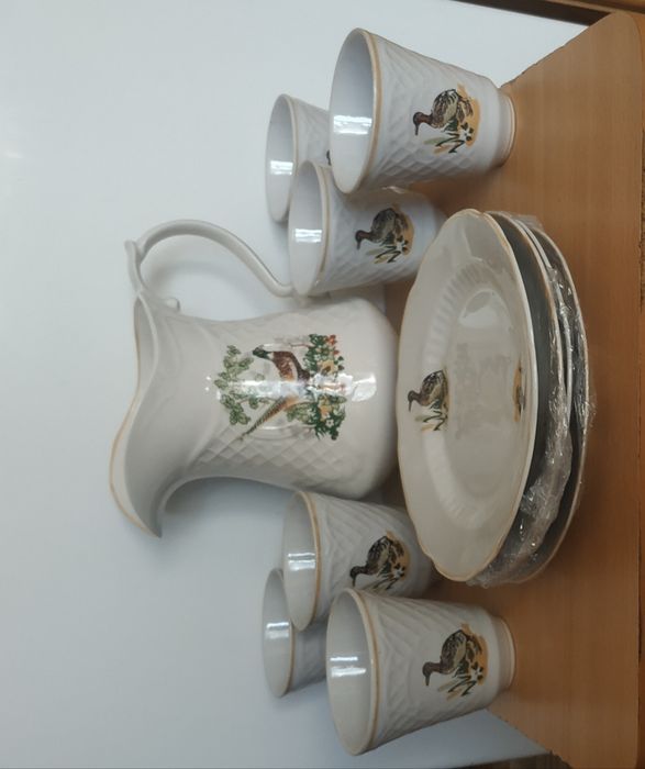 Сервиз СССР набор птицы охота, кувшин, чашки,тарелки фарфор