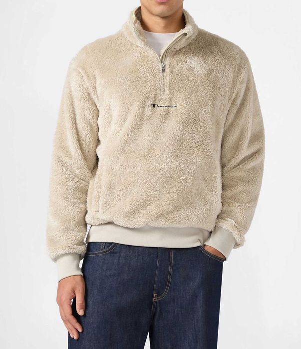 Champion Polar Teddy Half Zip – beżowy polar sherpa z haftem