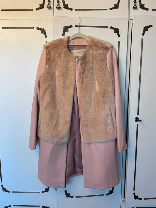 Płaszcz pudrowy róż zara